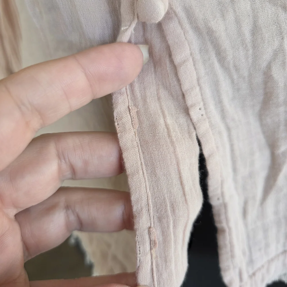 Free People FP One Victoria Top Blush Crochet-Trim Long Sleeve Top